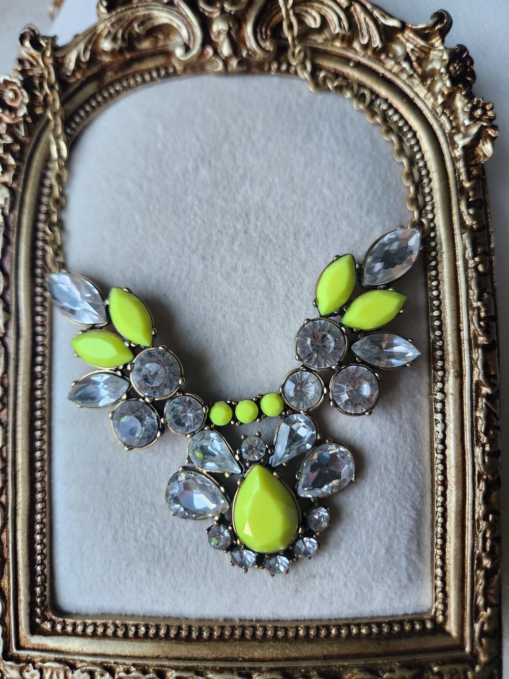 J.Crew Neon Yellow Crystal Floral Statement Necklace
